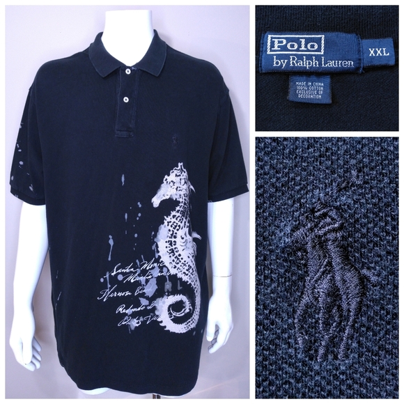 POLO RALPH LAUREN XXL Vintage SEAHORSE DRAGON 2XL Vtg 00s Limited Edition MENS